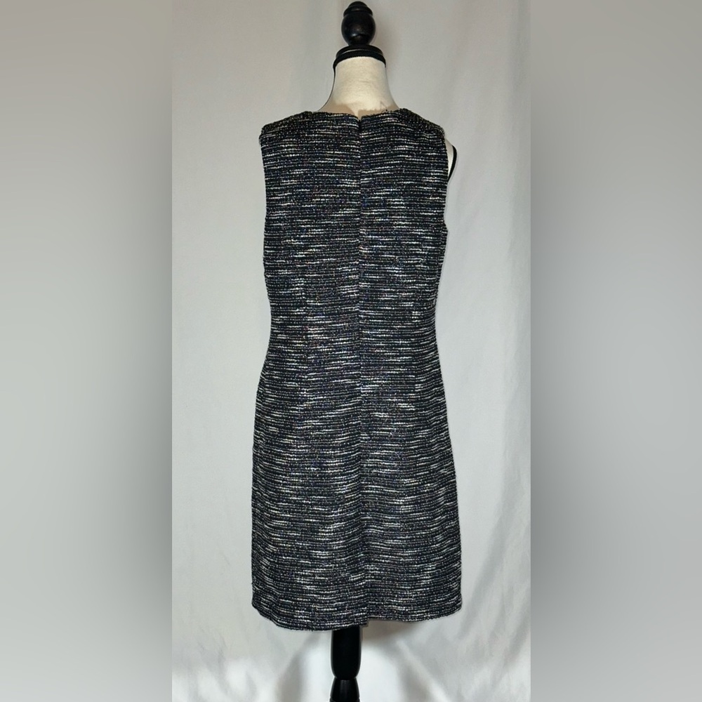Karl Lagerfeld • Tweed Shift Dress Womens 12 Black White White Pearl Buttons - Picture 5 of 16